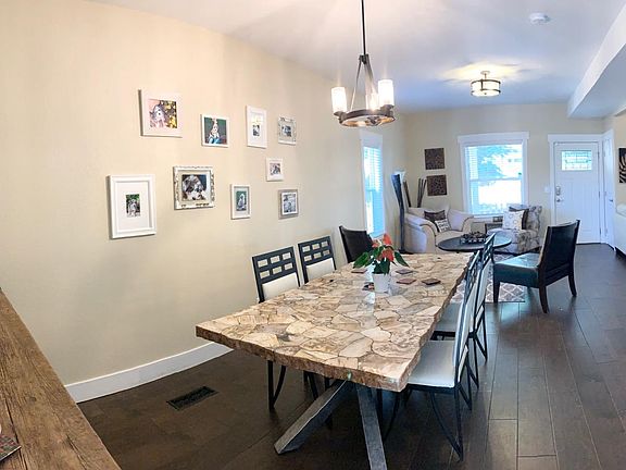 Dining room, living room.