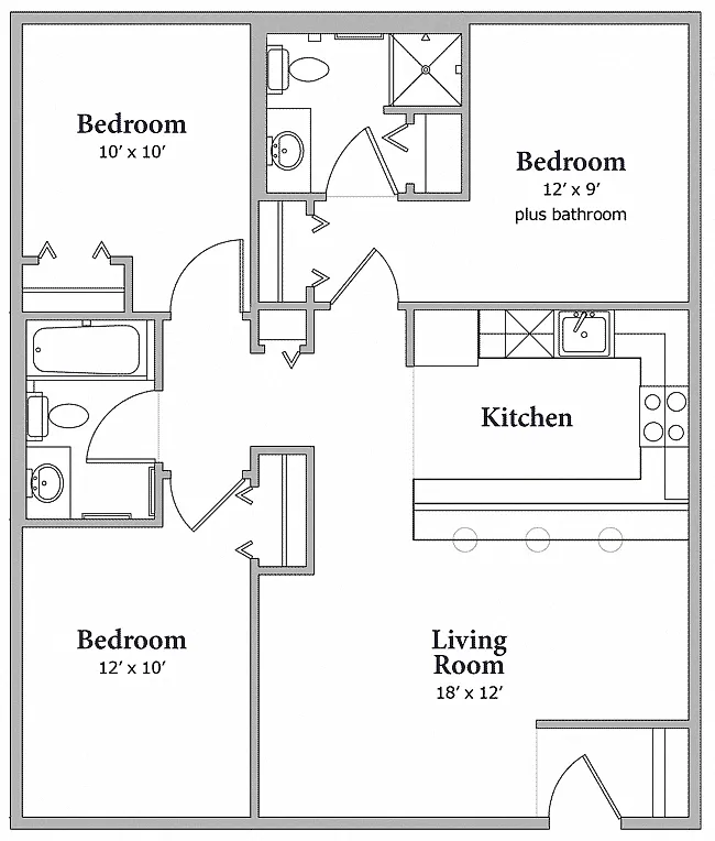 Floor plan Three Bedroom - Option B