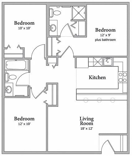 Floor plan Three Bedroom - Option B
