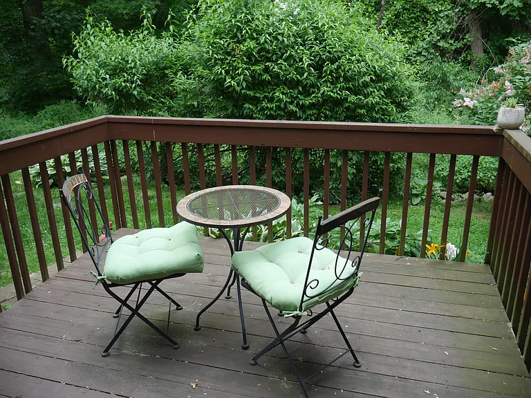 Back deck overlooking a beautiful creek