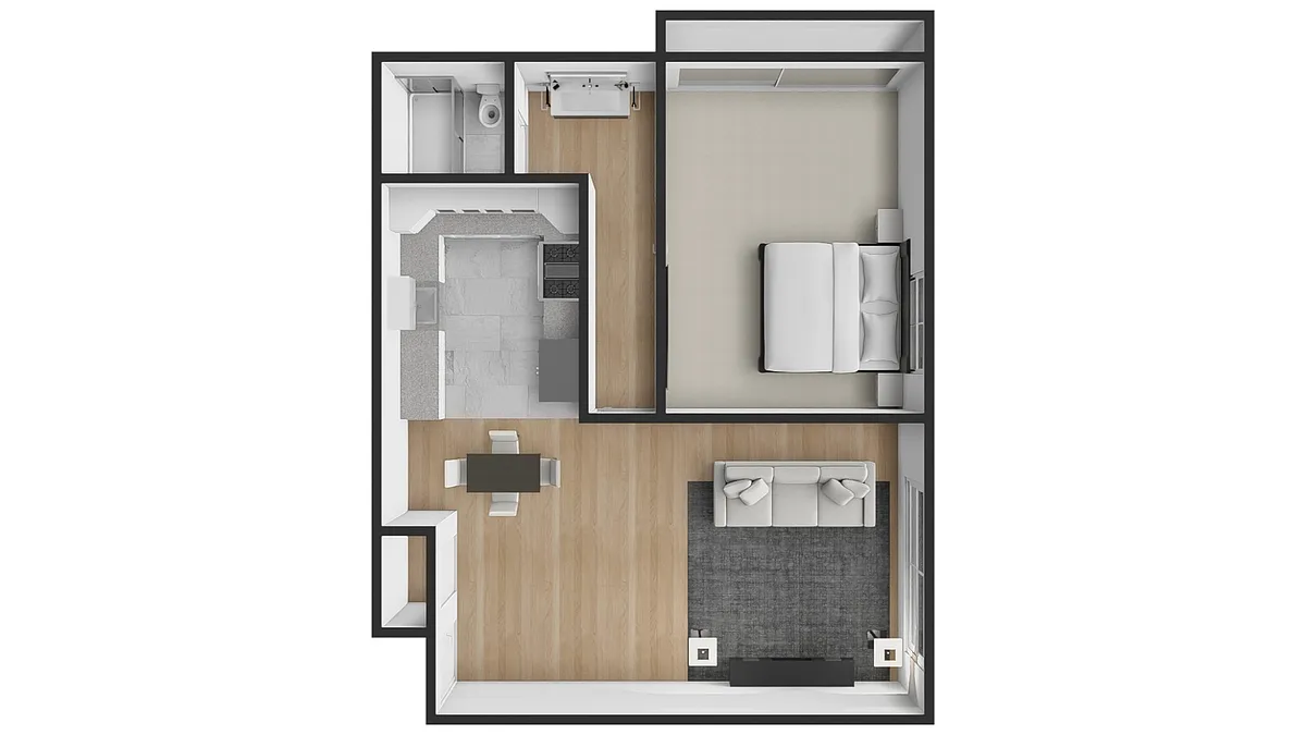 Floor plan Layout C - 1 bed 1 bath