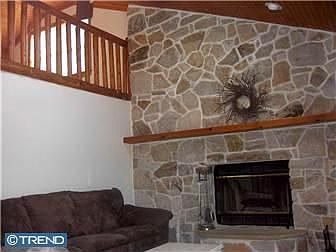full wall stone fireplace