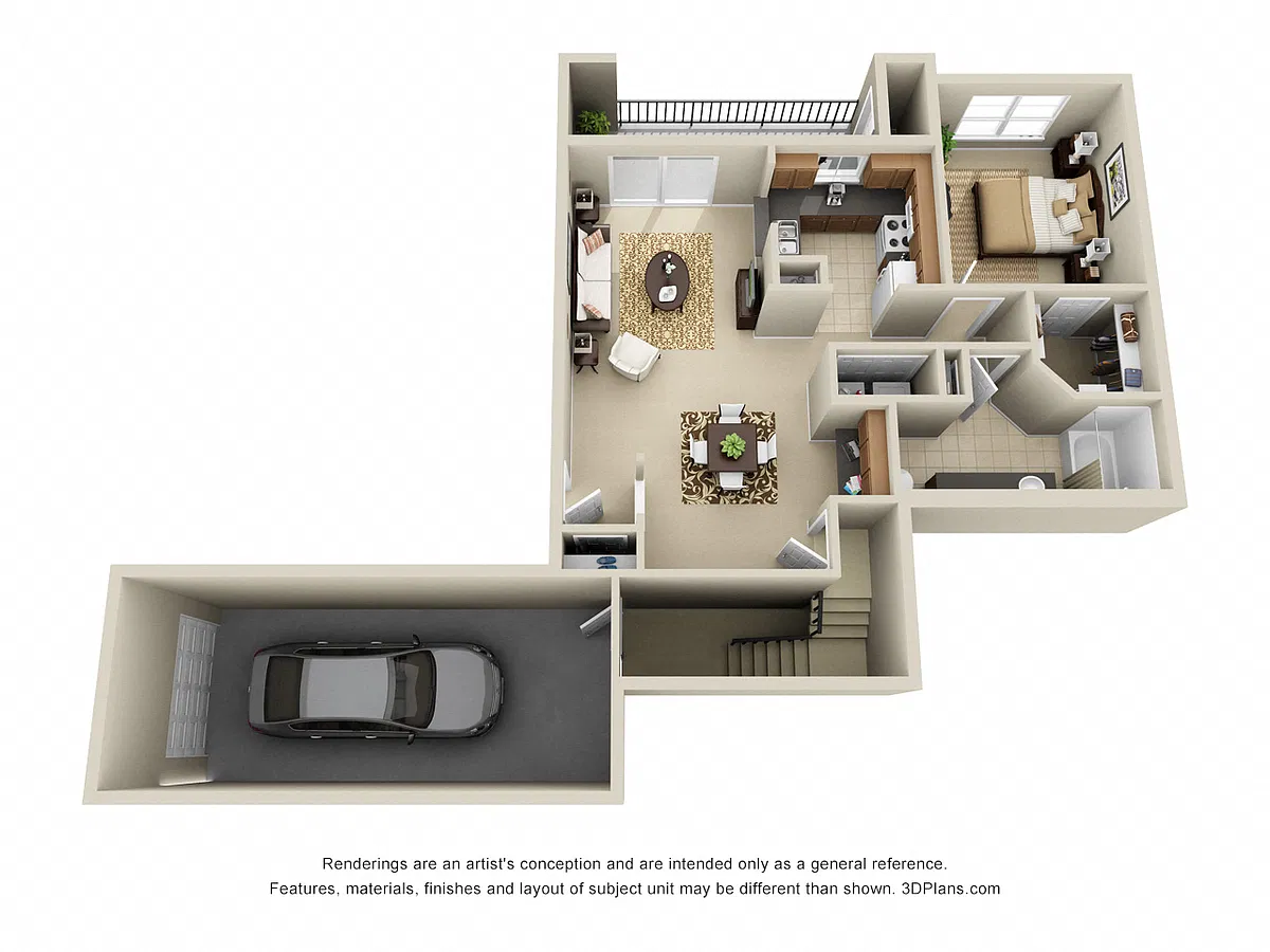 Floor plan One Bedroom A3G