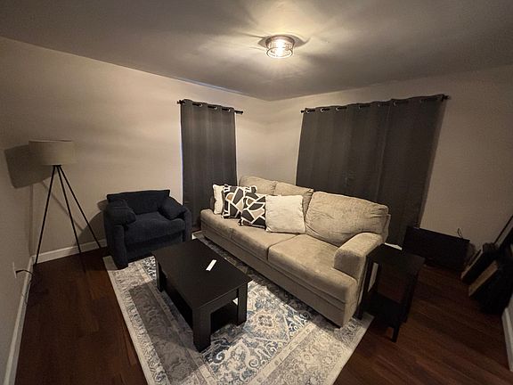 Living area with curtains