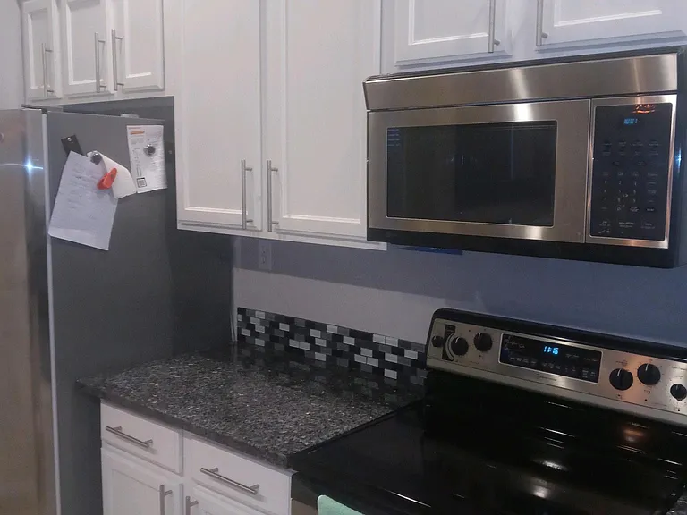 Showing stainless steel appliances