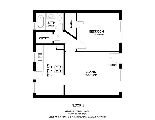 Floor plan One Bedroom One Bath