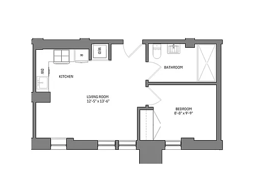 Floor plan 1 Bed 1 Bath Stansfield