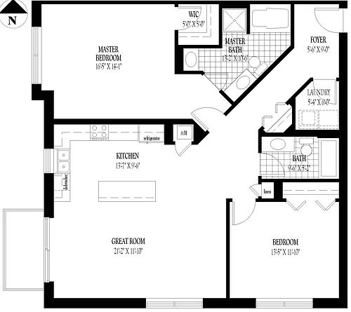 Floor plan Deluxe 2 Bed 2 Bath
