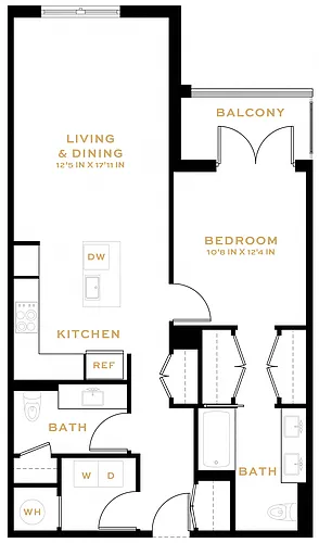 Floor plan 1 Bedroom - 1 Bath | A03