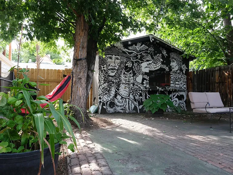 back yard - Off-street parking behind fence.
