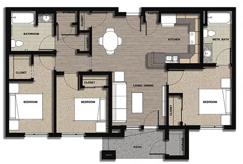 Floor plan 3 Bedroom Type A