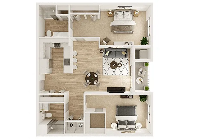 Floor plan Two Bed Two Bath 2