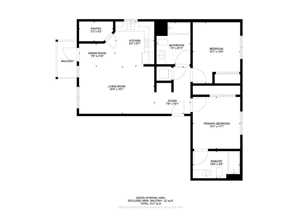 Floor plan Two bedroom-Two bathroom-771sf
