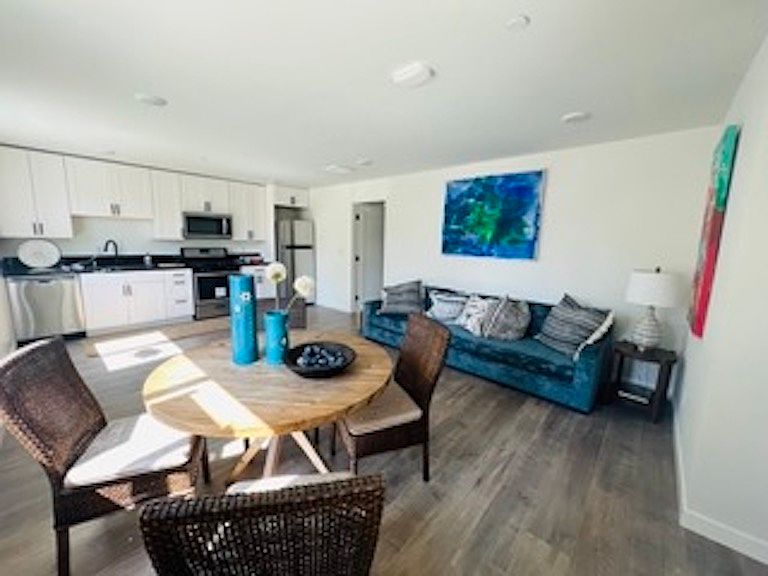 Nice open space for kitchen, dining and living space.