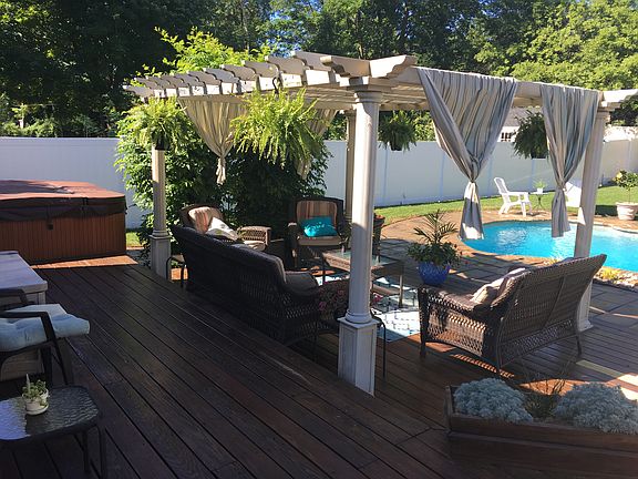 Private fenced in backyard