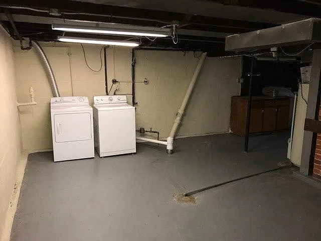 Laundry area in basement.
