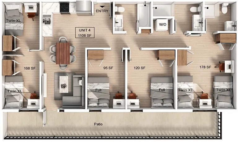 Floor plan 4 Bedroom | 2 Bath A