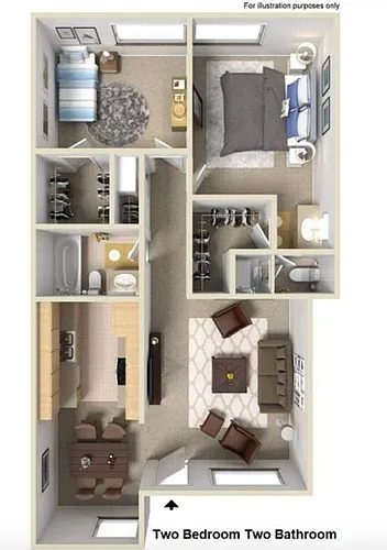 Floor plan Two Bedroom Two Bath