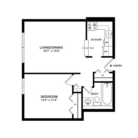 Floor plan 1 BDRM - A1A
