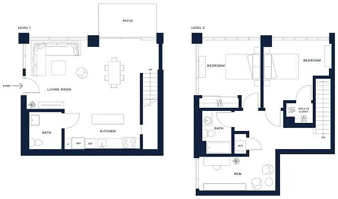 Floor plan 2 Bed/2 Bath L/W-2B