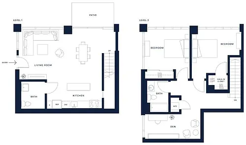 Floor plan 2 Bed/2 Bath L/W-2B