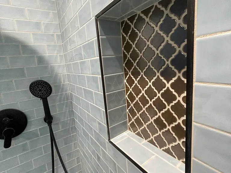 Shower toiletry enclave.