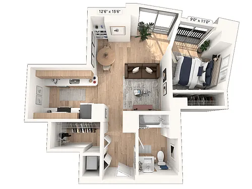Floor plan Jr. One Bedroom 02