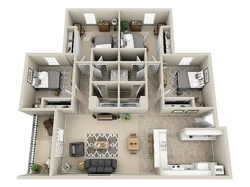 Floor plan 4BD/2BA Furnished Premium