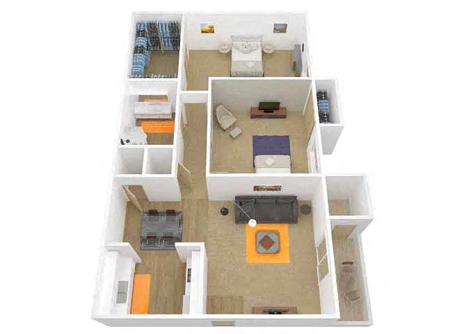Floor plan 2 Bedroom 1 Bath
