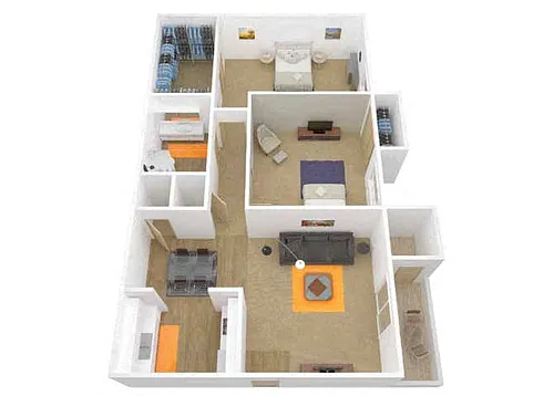 Floor plan 2 Bedroom 1 Bath