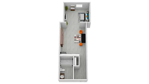 Floor plan Studio (500-563 SF)