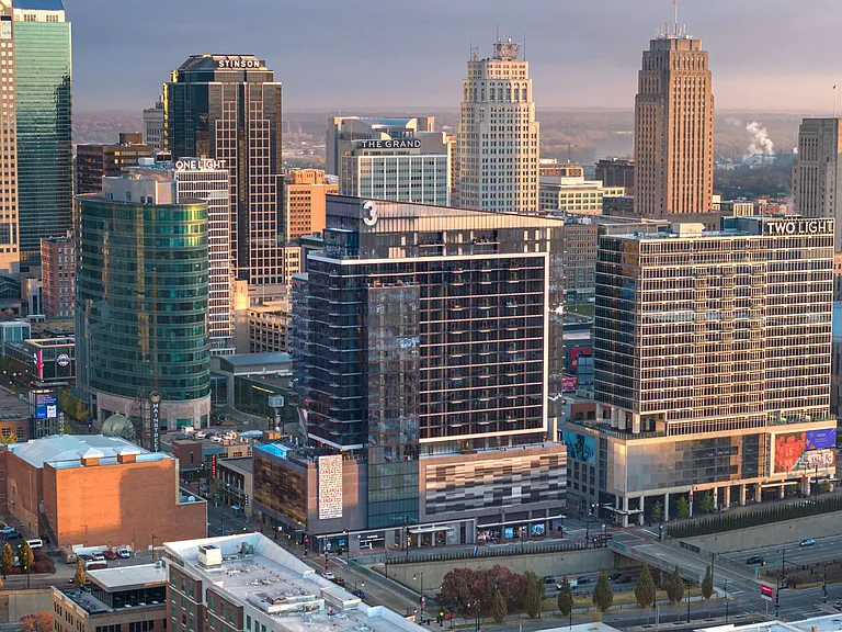 Aerial View of the Power & Light District in Kansas City