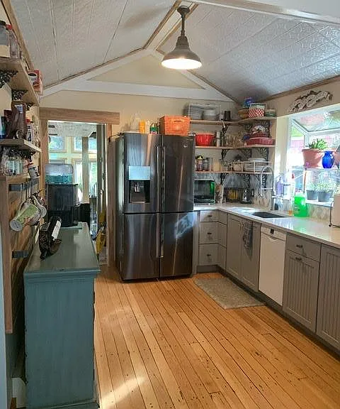 Coffee bar on left