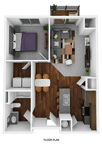 Floor plan Apartment- 1 Bedroom 1 Bathroom