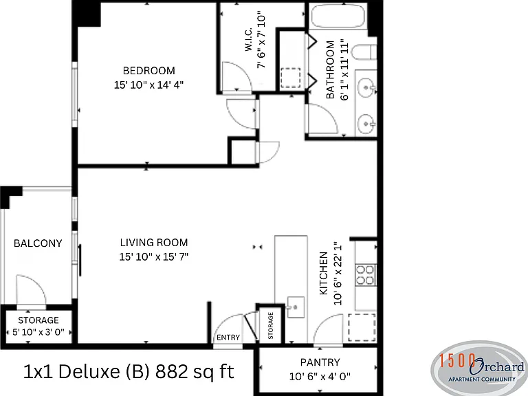 1x1 Deluxe (B) l 882 sq ft l 1500 Orchard 1x1 Deluxe (B) l 882 sq ft l 1500 Orchard