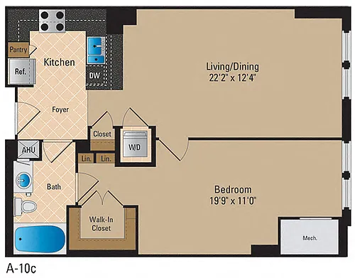 Floor plan 1 Bedroom, 1 Bath 798 SF A9