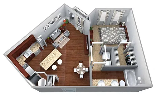 Floor plan A2 1 Bed/1 Bath