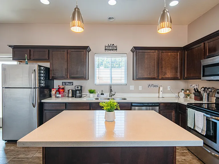 Plenty of counter space with stainless steel appliance