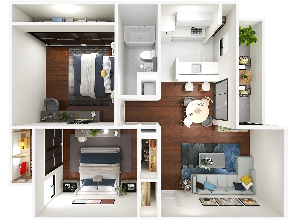 Floor plan 2 Bedroom 1 Bathroom
