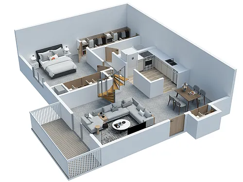 Floor plan 1 BD 1 BA Loft