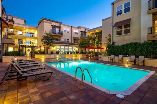Luxury Italian style pool/spa and lounge area the Villagio Apartment in Northridge, CA - The Villagio