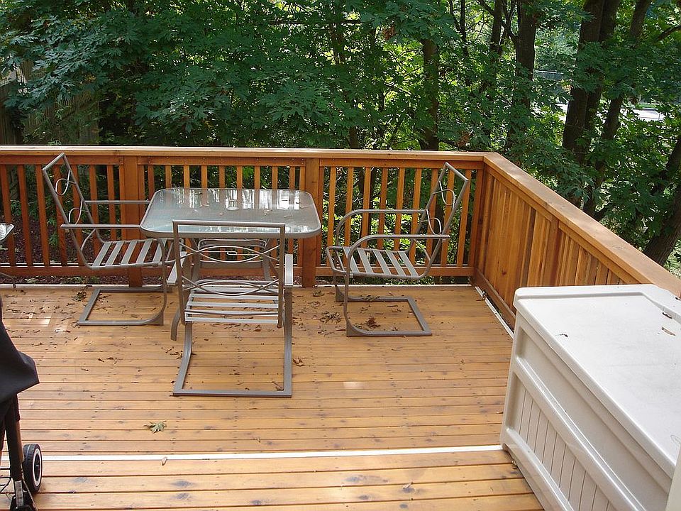 View of the deck from french doors.