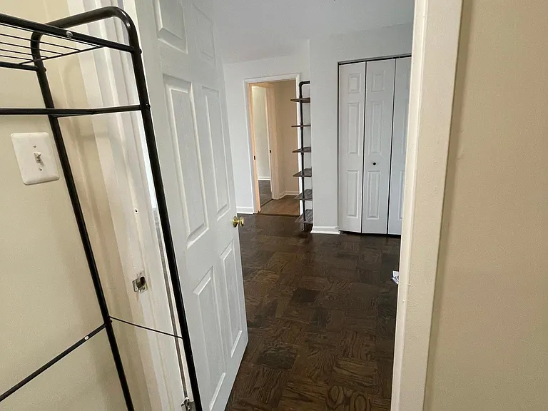View from inside a storage closet, to the left of the front door.