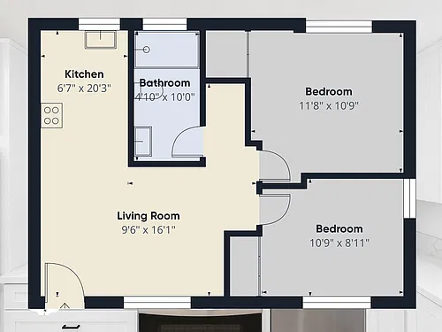 Floor plan 2 bed 1 bath