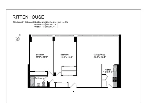 Floor plan 2 Bedroom 1 Bathroom