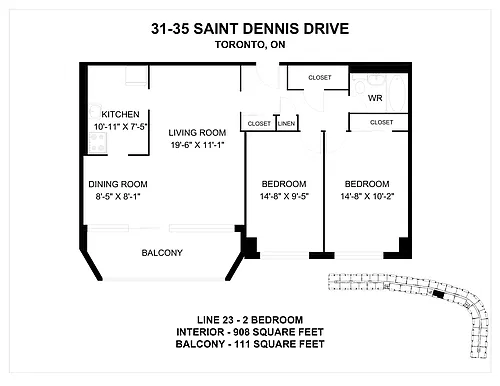 Floor plan 2 Bedroom 2 Bed 1 Bath 11