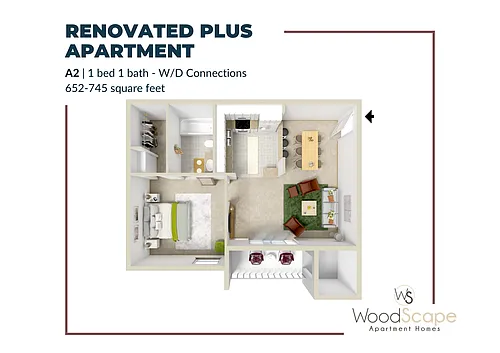 Floor plan A2 (W/D Connections) Renovated Plus