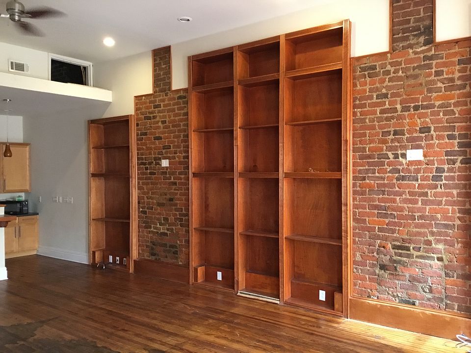 Built-in bookcases in the living room