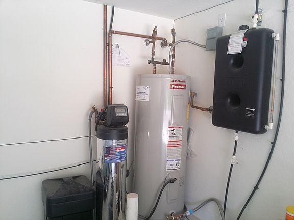 Softener and solar hot water heater