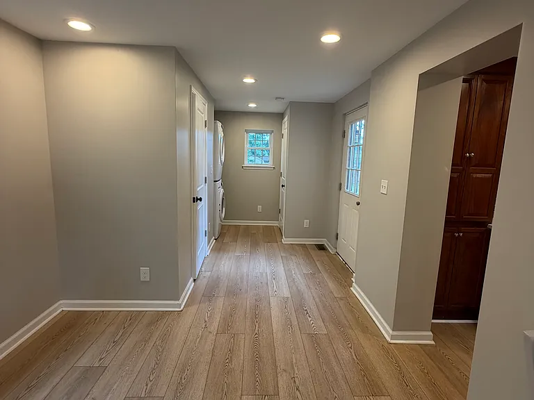 Eat in kitchen, half bath and laundry, backyard access from the kitchen
